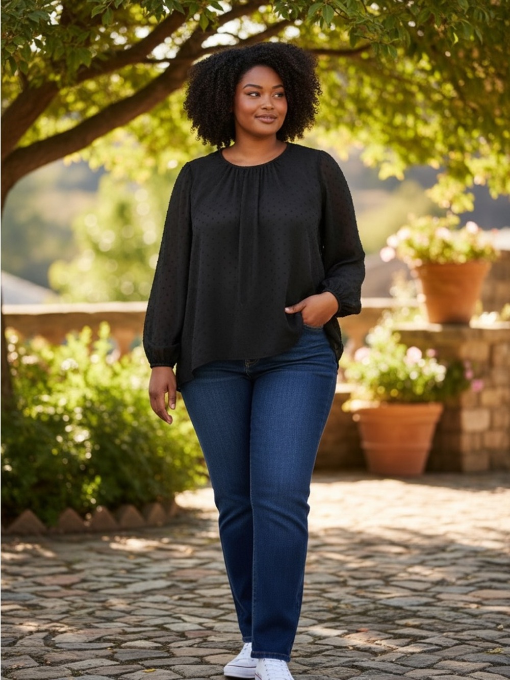 Old Navy Black See Through Long Sleeve Blouse Size XL
